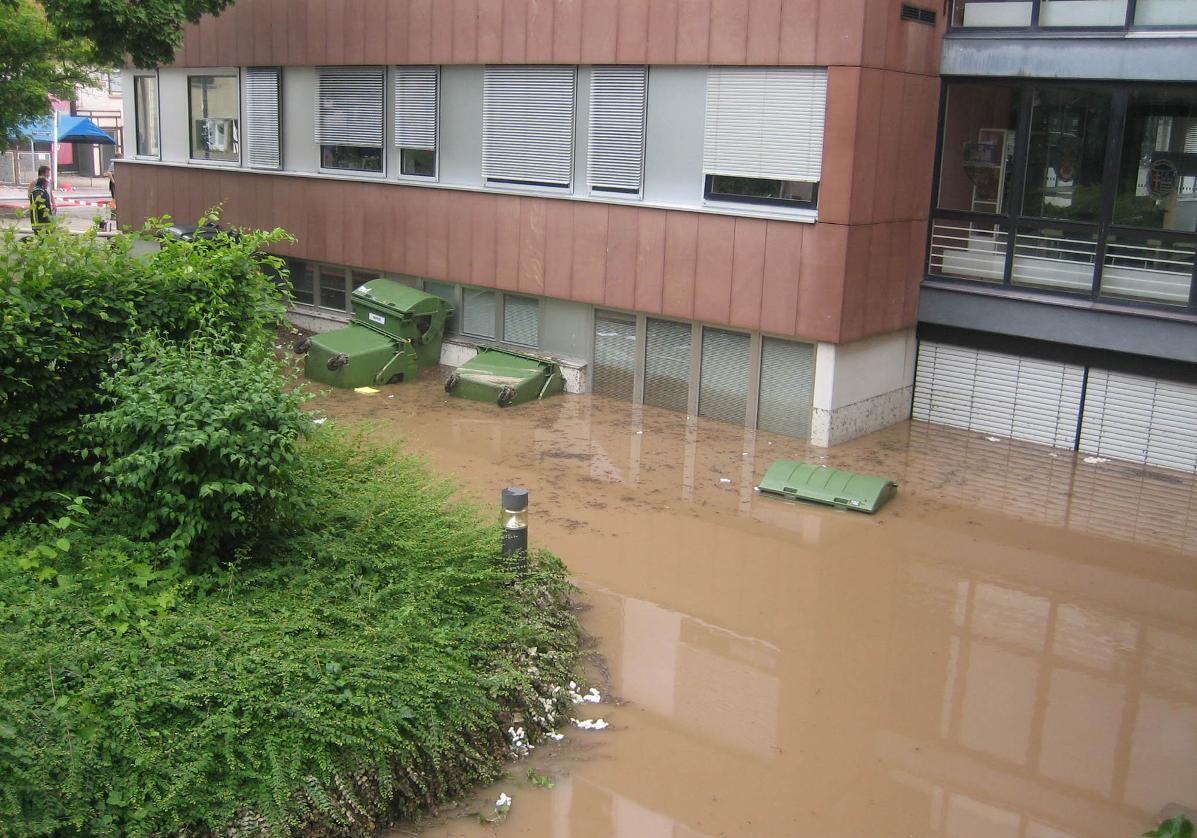 Hochwasser beim Schulzenturm im Jahr 2010