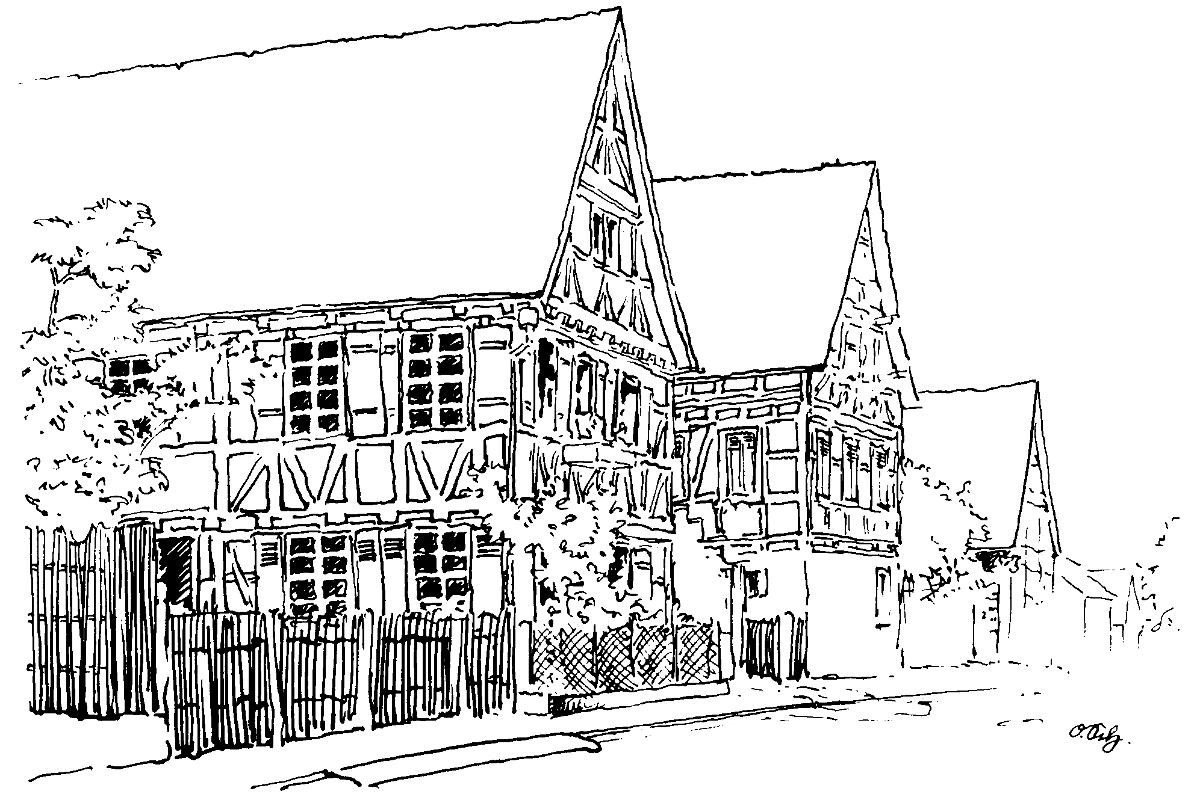 Geburtshaus von Johannes Zimmermann, Zeichnung Otto Schöpfer