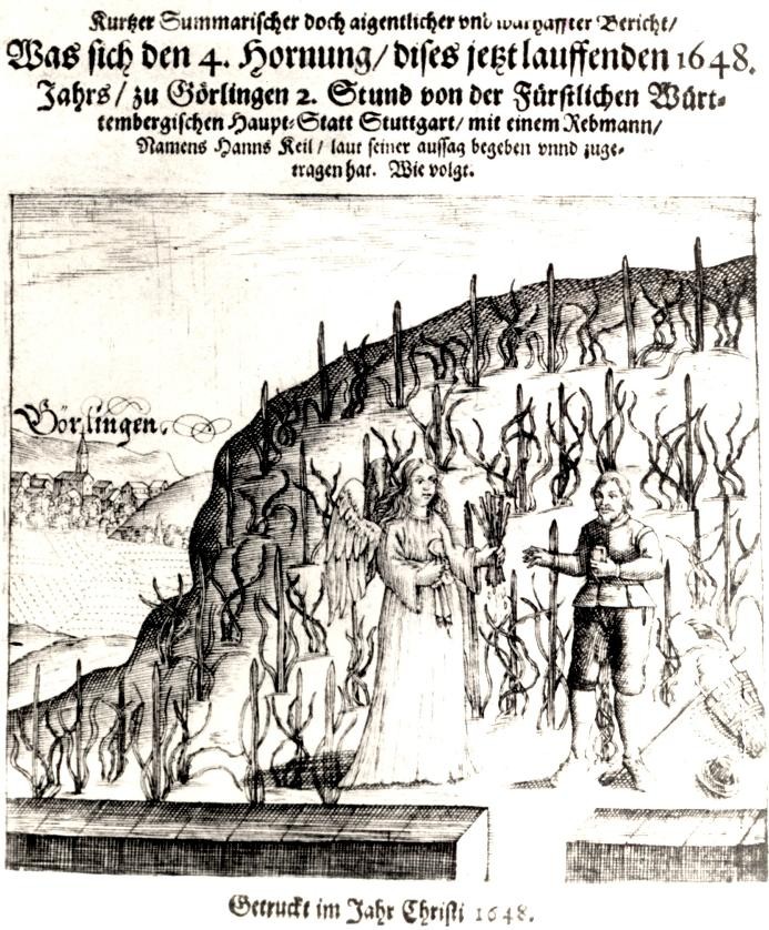 Erste Seite der Flugschrift von 1648 über die Engelserscheinung von Hans Keil